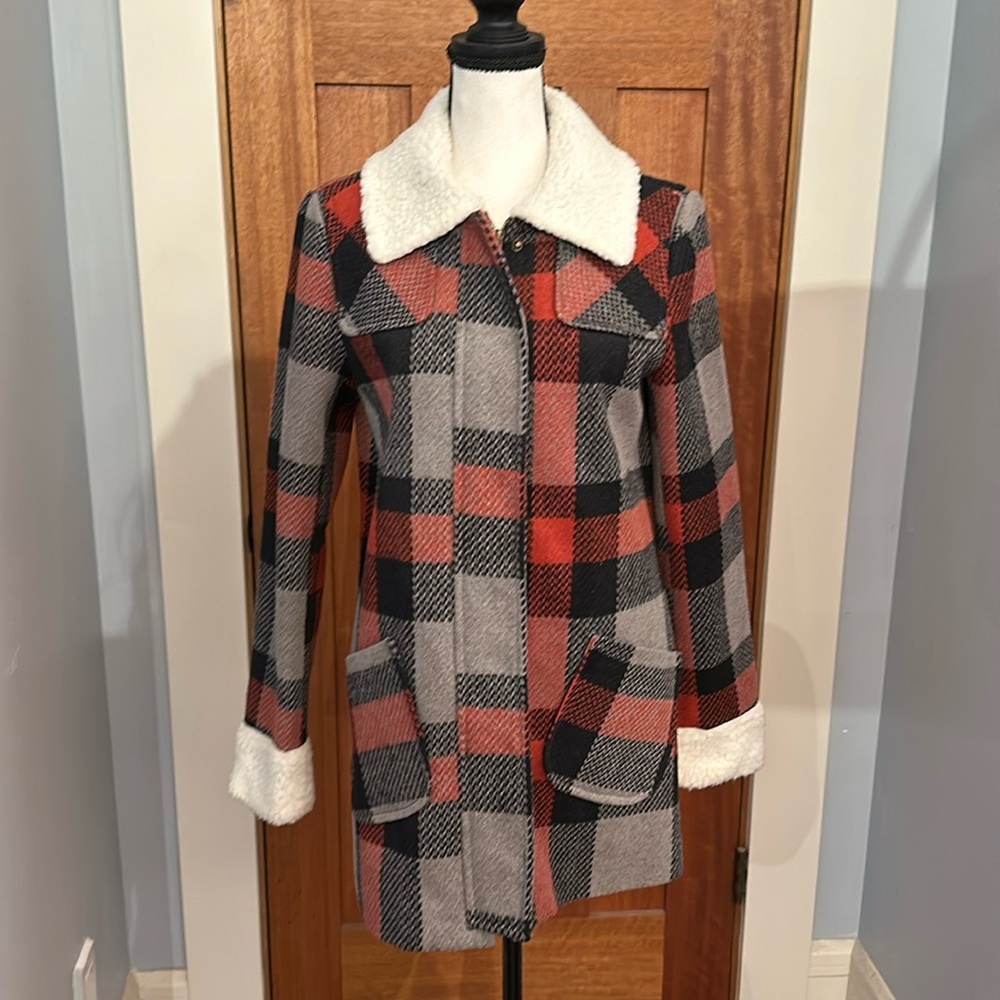 Plaid lined coat, size small